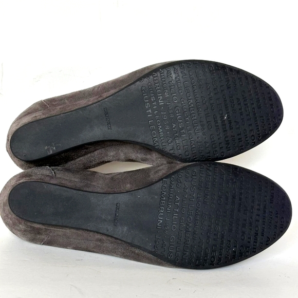 AGL Gray Suede Cap Toe Slip On Bar Wedge Heel Dress Shoe Pump size 37 - Picture 7 of 8